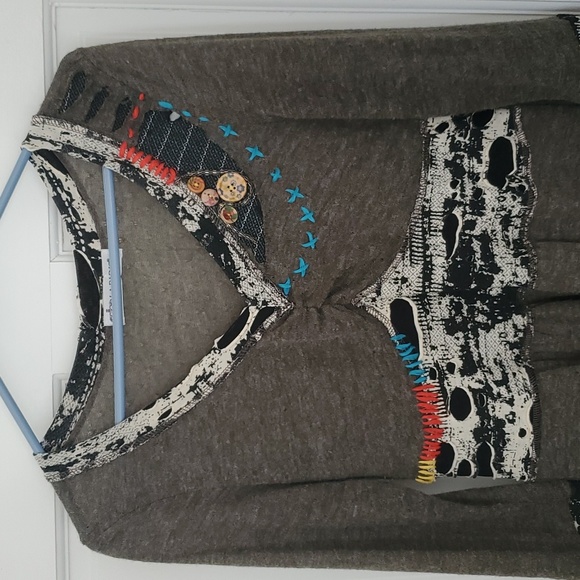 Forla Paris Large Art Dress Rag Doll Grey Stitches Patchwork 2000s - Picture 4 of 14